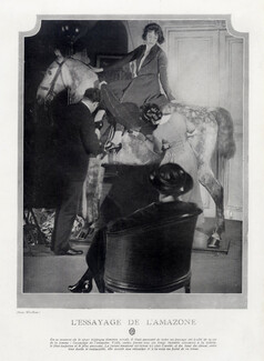 Carette (Clothing) 1920s "L'essayage de l'amazone" fitting on a horse