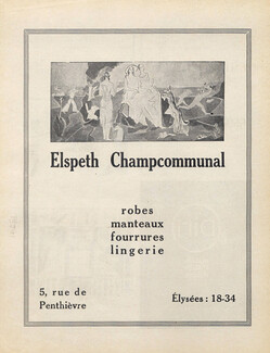 Elspeth Champcommunal 1926 Label, 5 rue de Penthièvre, Paris