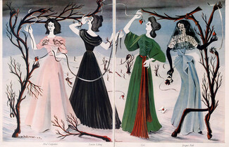 Rémy Hétreau 1945 Mad Carpentier, Lucien Lelong, Grès - Germaine Krebs, Jacques Fath, Surrealism, evening gown