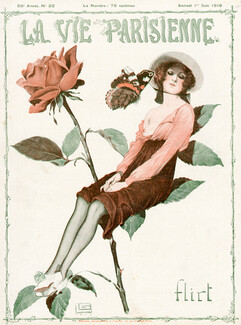 Léonnec 1918 ''Flirt'' butterfly, rose