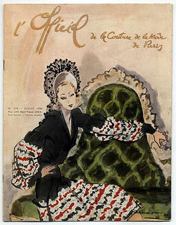 L'Officiel de Couture et de la Mode 1944 July, Pierre Mourgue, Pierre Pagès, Scandale, 12 pages
