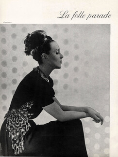 Schiaparelli (Couture) 1945 Black Dress embroidery