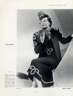 Helen Hubert (Couture) 1939 ensemble in navy blue