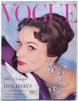 Vogue UK 1957 January, Holidays, Clifford Coffin, Alfredo Bouret, 94 pages