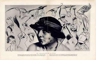 SEM 1914 "Les Originalités de la Mode" Le vrai et le Faux Chic Album, Hats, caricature