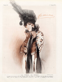 Sohek 1914 "La femme au ruban" Coiffure à la "Fontange" Ribbon Hat