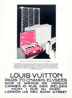 Louis Vuitton 1929 "Savoir choisir et savoir donner..." Malles, Toiletry Bag, Suitcase (magenta)