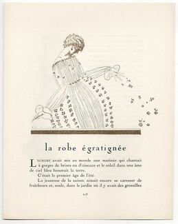 La Robe Égratignée, 1920 - Eduardo Garcia Benito Evening gown with Flowers, La Gazette du Bon Ton, Texte par Marcel Duminy, 4 pages