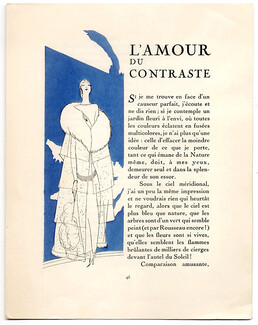 L'Amour du Contraste, 1922 - Eduardo Benito Evening Gown & Coat, Gazette du Bon Ton, Text by Jeanne Ramon-Fernandez, 4 pages