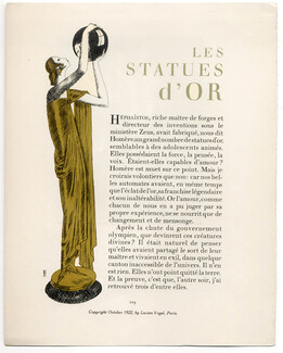 Les Statues d'Or, 1922 - Eduardo Benito Evening gown, La Gazette du Bon Ton, Texte par Georges-Armand Masson, 4 pages