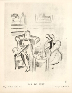 Bar de Nuit, 1921 - Chas Laborde. La Gazette du Bon Ton, n°9 — Planche 66