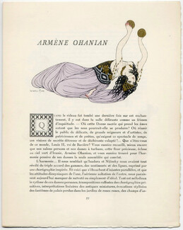 Armène Ohanian, 1914 - Valentine Hugo Gross Iranian Dancer, Gazette du Bon Ton, Oriental Dance, Text by Raymond Escholier, 4 pages