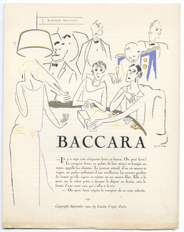 Baccara, 1922 - Roger Chastel Gambling, Casino, La Gazette du Bon Ton, Texte par Gérard Bauër, 4 pages