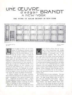 Une Oeuvre d'Edgar Brandt à New-York, 1926 - The Work of E. Brandt in New-York, Cheney Brothers Silks, 16 pages