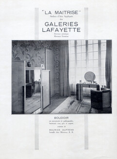 Galeries Lafayette 1929 La Maitrise, Decorative arts, Maurice Dufrène, boudoir