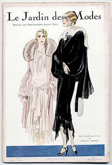 Le Jardin des Modes 1928 N°112, Marcel Rochas, Soeurs David, Sonia Delaunay, Grunwaldt, Ganna Walska, Bourjois