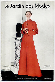 Le Jardin des Modes 1935 N°196, Schiaparelli, Chanel, Molyneux, Jeanne Lanvin, Lucien Lelong, Louiseboulanger, Hermès, 48 pages