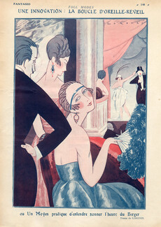 La Boucle d'Oreille-Réveil, 1921 - Fabius Lorenzi "The alarm-clock-earring", Fashion Satire