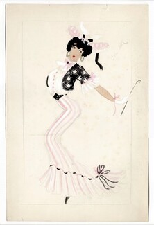 Jenny Carré 1930s "Cake-Walk", Original costume design, gouache