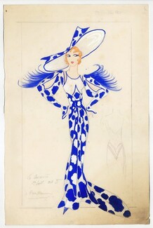 Jenny Carré 1934 Elegant Parisienne, "La Commère", Original costume design