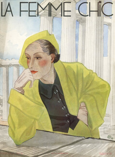 Jean Pagès 1934 La Femme Chic Original Cover, Fashion illustration