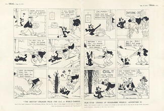 Pat Sullivan 1923 "The Sketch" engages Felix the Cat, Famous film star, comic strip