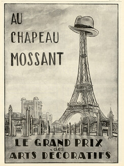 Mossant (Men's Hats) 1925 Grand Prix du Salon des Arts Décoratifs, Sem