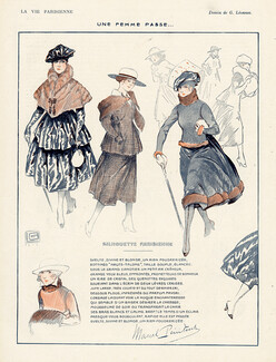 Léonnec 1916 "Silhouette Parisienne" Bottines, Fourrures, Chapeaux, Fashion Illustration