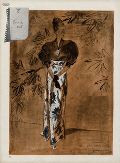 Mad Carpentier 1946 Demachy, Evening Gown, Fashion Illustration