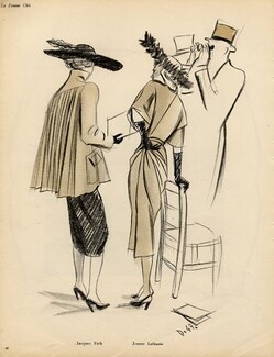 Delfau 1947 Jacques Fath & Jeanne Lafaurie Fashion Illustration