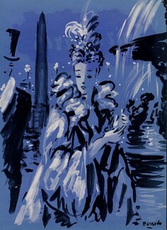Bourjois (Perfumes) 1944 Benito Place de la Concorde Elegant Parisienne