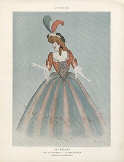 Cappiello 1904 Mme Réjane as La Montansier, Theatre Costume
