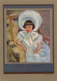 Mary Cassatt "Enfance, quand tout est bleu" Little Girl, Portrait