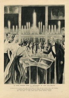 Geo Ham 1936 "Le Piano Magique..." Elegant Parisienne, Restaurant (Cours Albert Ier), Fireworks