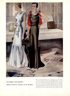 Mirande (Couture) 1933 Renéburel, Evening Gown, Rodier