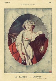 René Reb 1919 ''Les Maitres Cubistes" La Laitière, de Greuze, In the style of Greuze, Cubism