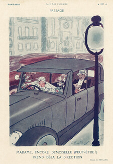 Bruller 1928 Madame prend la direction, The bride is driving