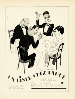 Restaurant Larue 1928 Lithograph PAN Paul Poiret, Pierre Fau Caricature
