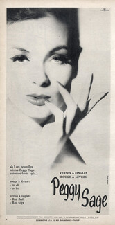 Peggy Sage (Cosmetics) 1962 Photo Moisdon, nail polish, lipstick