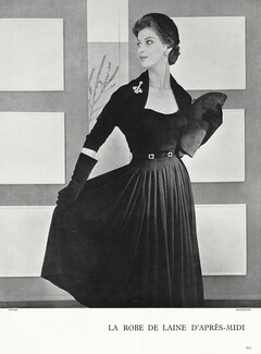 Lucile Manguin 1954 Robe de laine d'après-midi, Photo Pottier