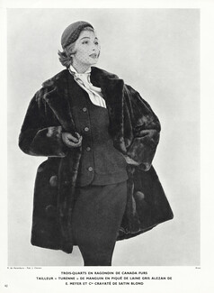 Lucile Manguin 1954 Tailleur, Canada Furs (ragondin), E. Meyer & Cie, Photo Arsac