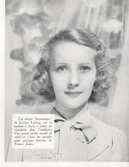 Lucien Lelong (Perfumes) 1938 "Impromptu" Madeleine Ozeray (Portrait)