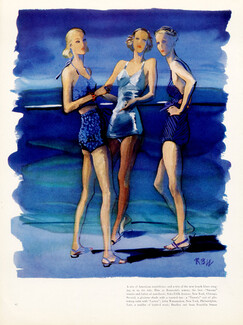 René Bouët-Willaumez 1937 Swimsuit, Saks Fifth Avenue, John Wanamaker, Franklin simon