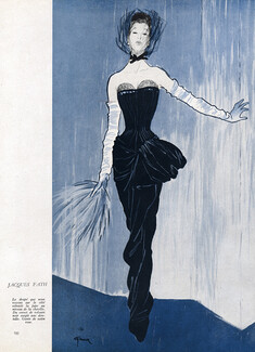 René Gruau 1946 Jacques Fath, Evening Gown