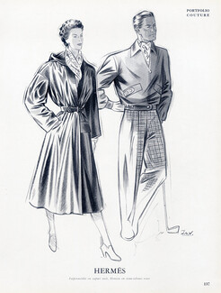 Hermès (Couture) 1950 raincoat, golf player