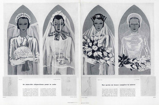 Wedding dresses 1934 Caroline Reboux, Marcel Rochas, Maria Guy, Suzanne Talbot