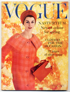 Vogue UK 1959 February, photo Eugene Vernier, Nasturtium, 138 pages