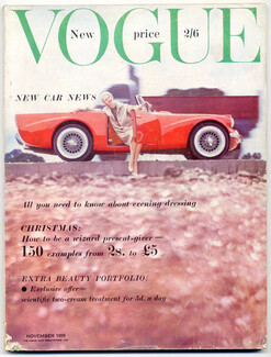 Vogue UK 1959 November, Tony Armstrong Jones, René Bouché, Givenchy, Balenciaga, 208 pages