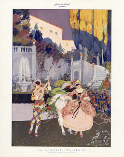 Umberto Brunelleschi 1912 La Comédie Italienne, Harlequin, masquerade ball