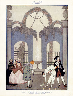 George Barbier 1912 Pierrot 18th Century Costumes Masquerade Ball